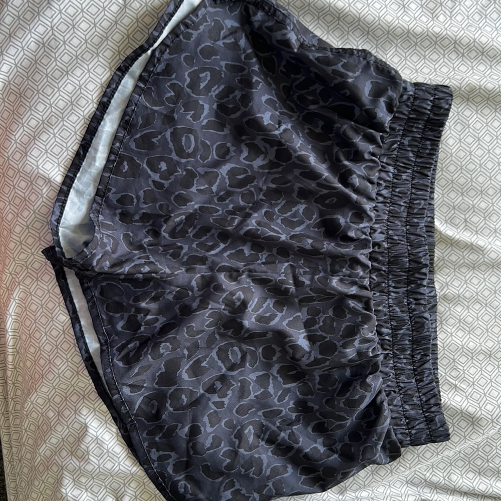 Black Leopard Print Shorts